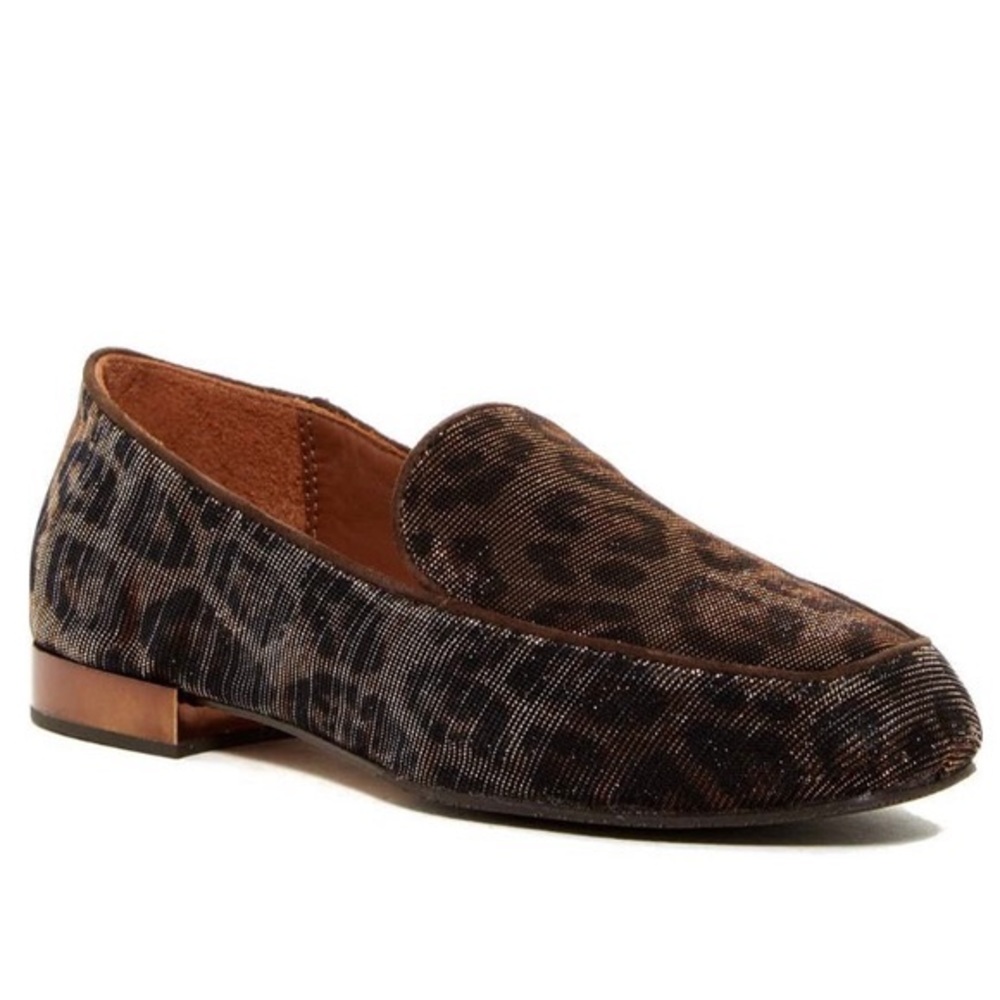 Donald J. Pliner Brown and Black Leopard Print Velvet Loafers